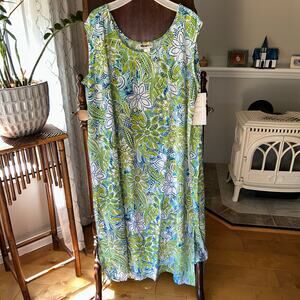 New! We Be Bop Tank Dress 3X crepe seascape maxi dress floral Plus Boho beach